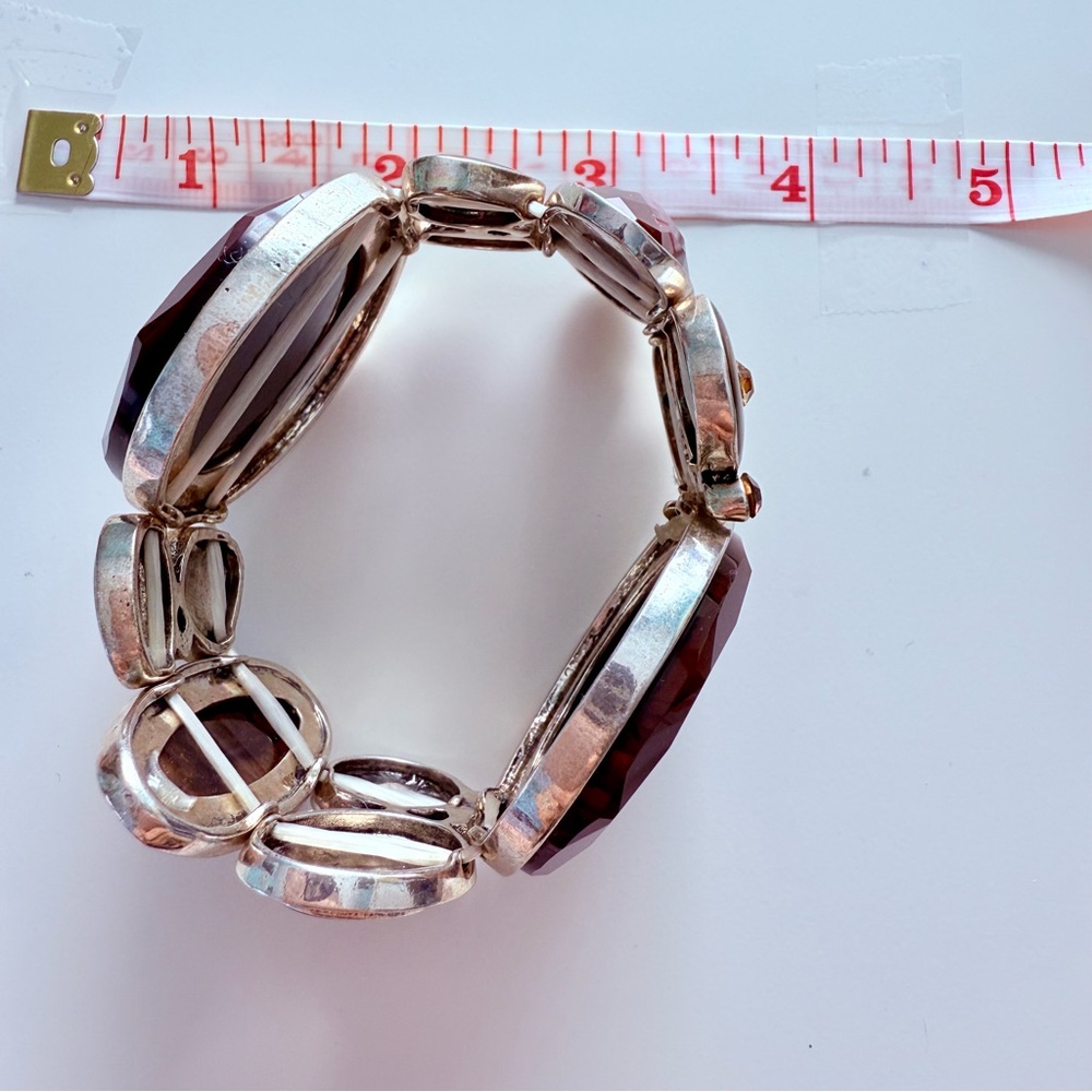 Chic Silver and Brown Stone Bracelet - Picture 2 of 6